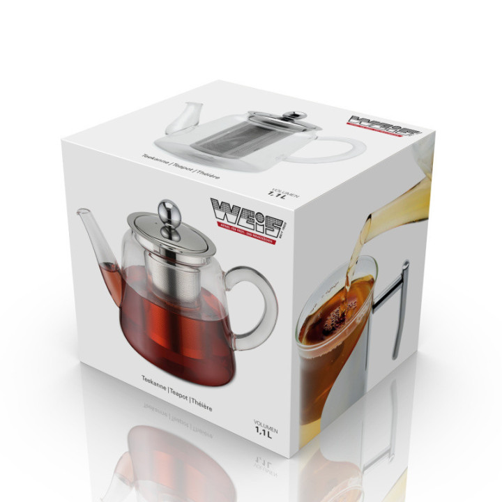 Skleněná konvička s čajovým filtrem 1100 ml