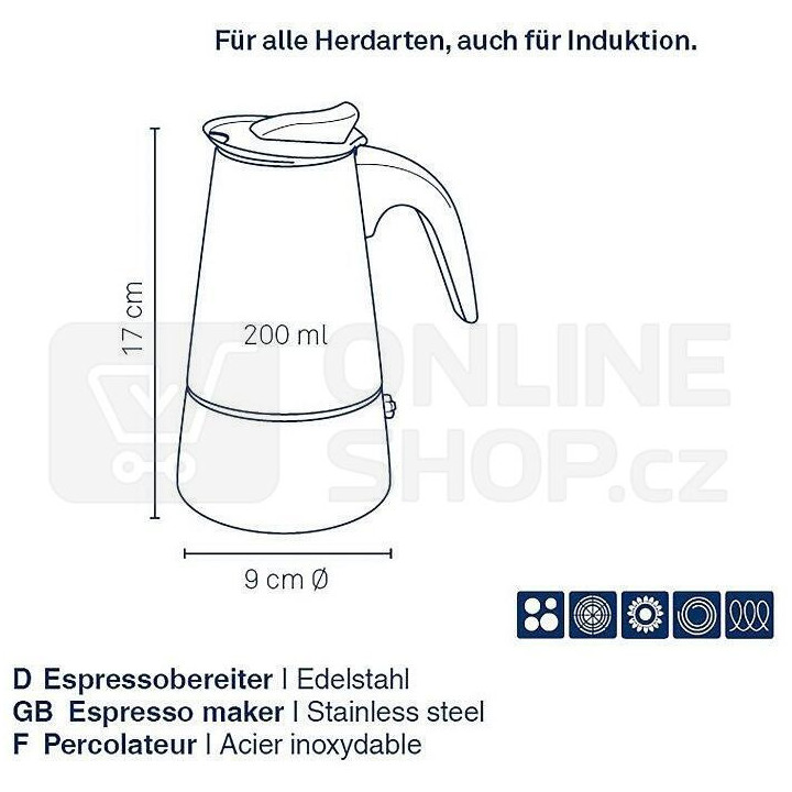 Konvice na espresso Ferrara nerez černá 200 ml