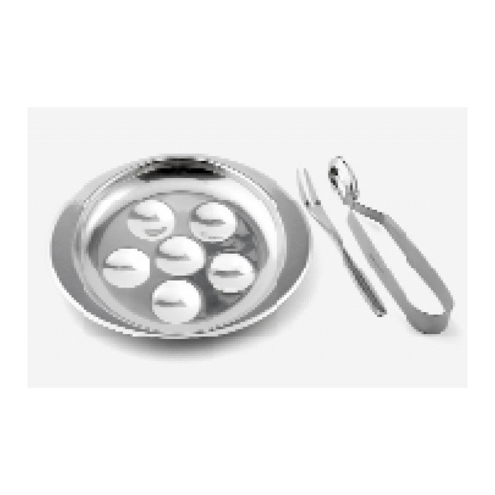 Talíř na šneky s vidličkou a kleštěmi