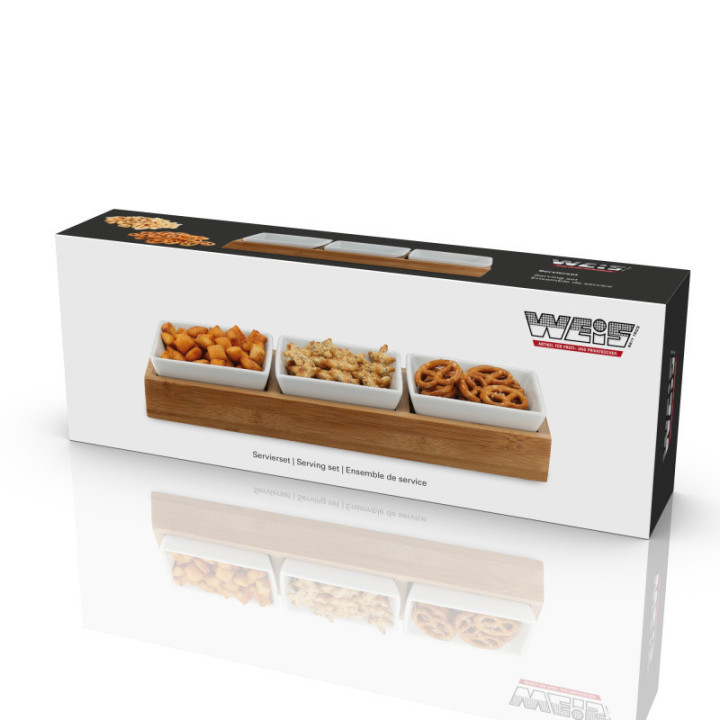 Servírovací sada se 3 zapuštěnými miskami