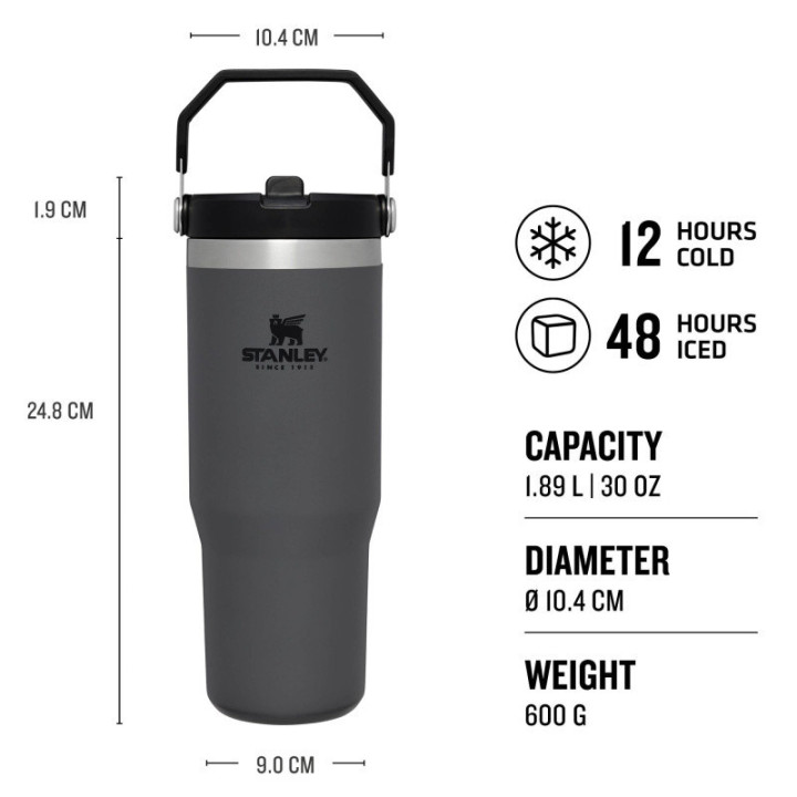 STANLEY Tumbler se slámkou/brčkem 890ml CHARCOAL