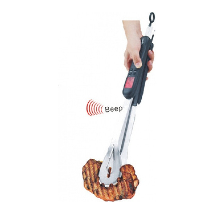 Grilovací kleště s integrovaným teploměrem - černé